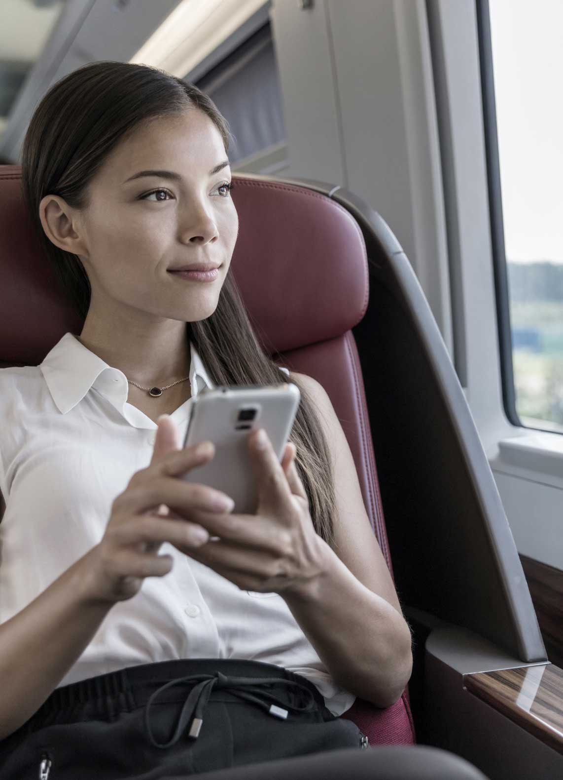 woman traveling on mobile