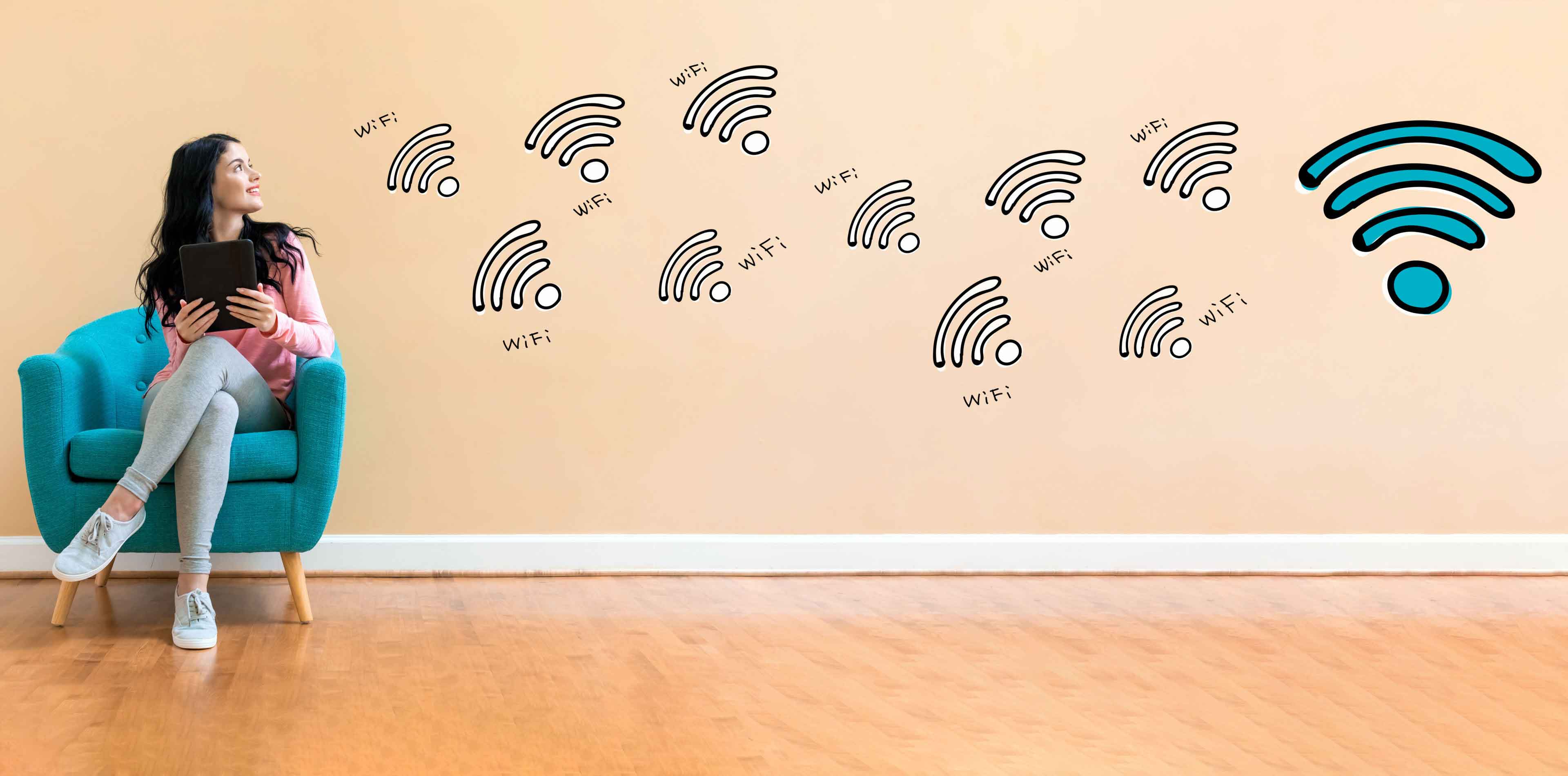 wall with wifi symbols